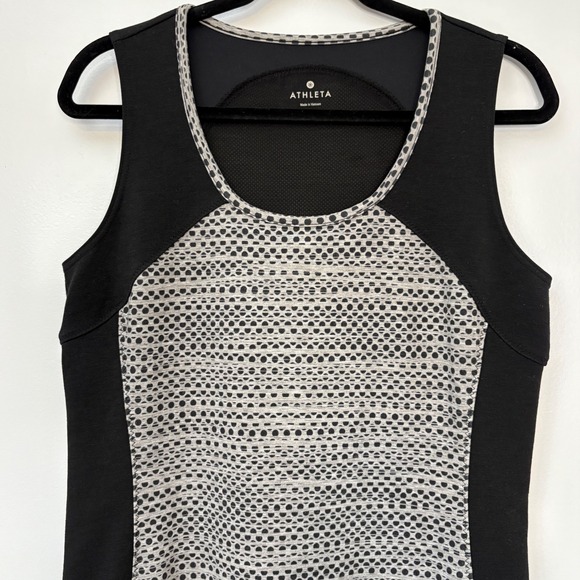 Athleta Dresses & Skirts - Athleta Fuse Dots M Athletic Lounge Dress Black Sleeveless Workout